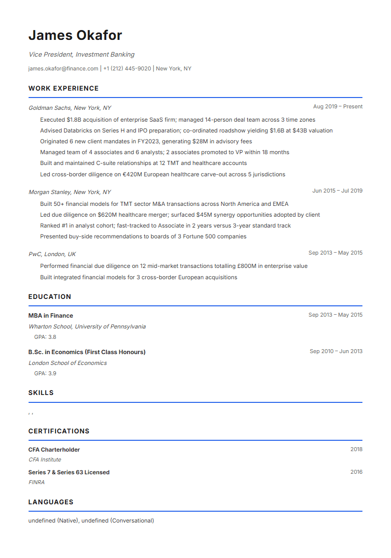 Professional resume example