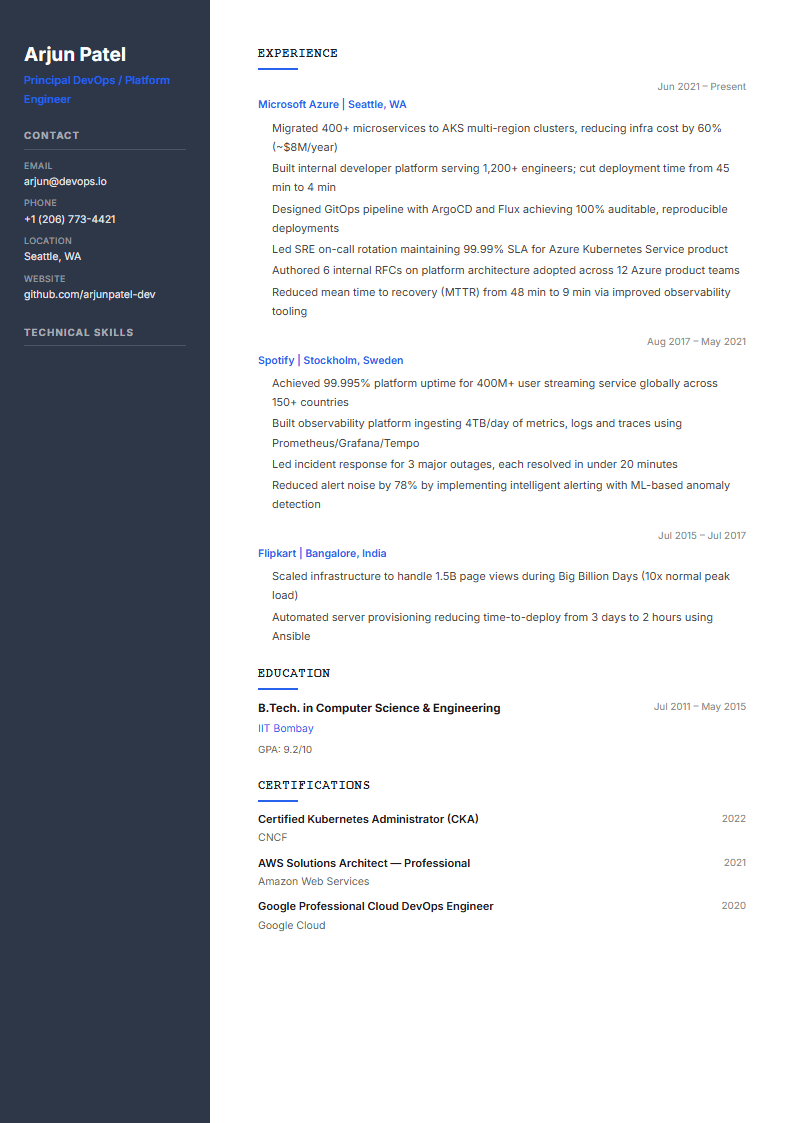 technical resume template